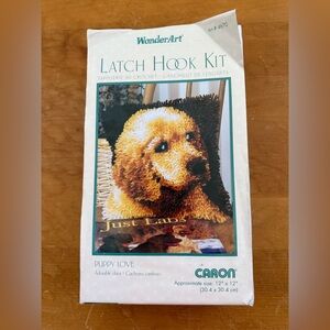 WonderArt Latch Hook Kit Puppy Love Just Labs Caron Vintage Craft Kit 1992